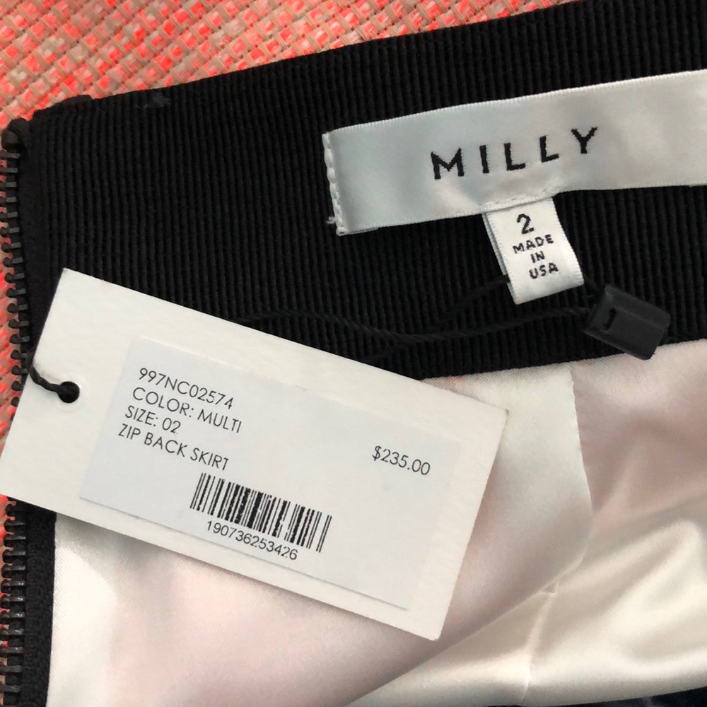 NWT, Milly zip back skirt, - Picture 6 of 6
